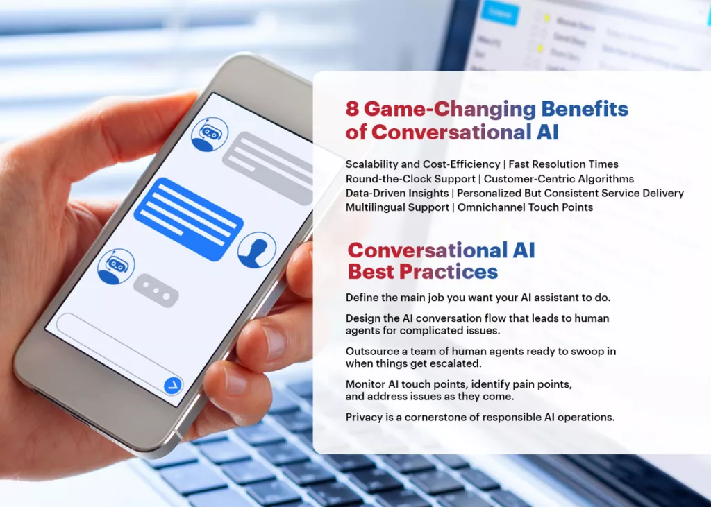An image shows list of conversational AI benefits.