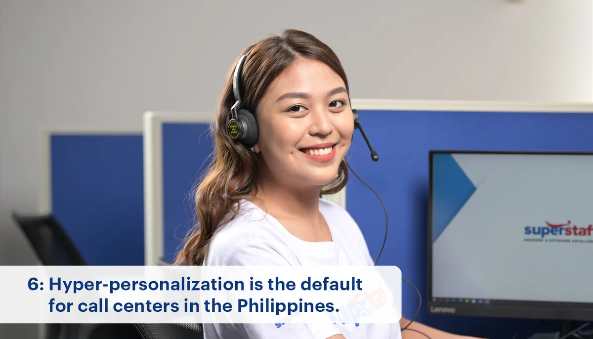 A SuperStaff agent smiles, reflecting the warmth that is unique in call center Philippines workplace culture.