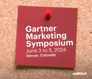 A post-it shows for Gartner Marketing Symposium, B2B sales conference. 