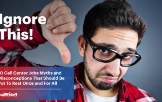 A man does the thumbs down. Image caption says: Ignore This! 10 Call Center Jobs Myths and Misconceptions That Should Be Put To Rest Once and For All