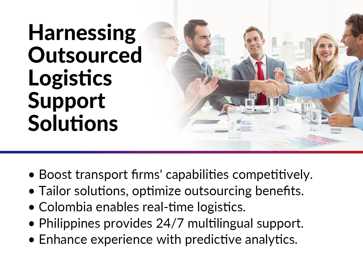 A mini infographic shows how harnessing outsourced logistics support helps transport and logistics firms