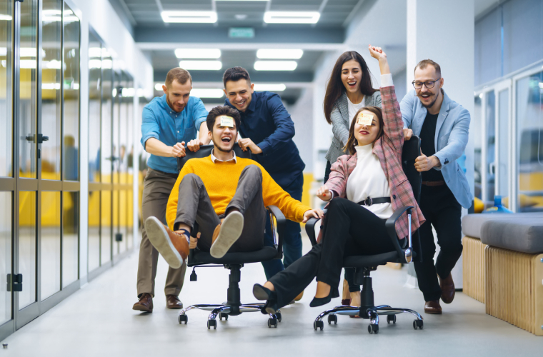 People having fun in the workplace