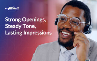 The featured image of the blog, focusing on how to sound confident on the phone. The image shows a happy customer service agent with the title or slogan of the blog.