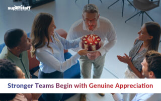 The featured image for the employee appreciation blog. It shows the header and employees gathering.