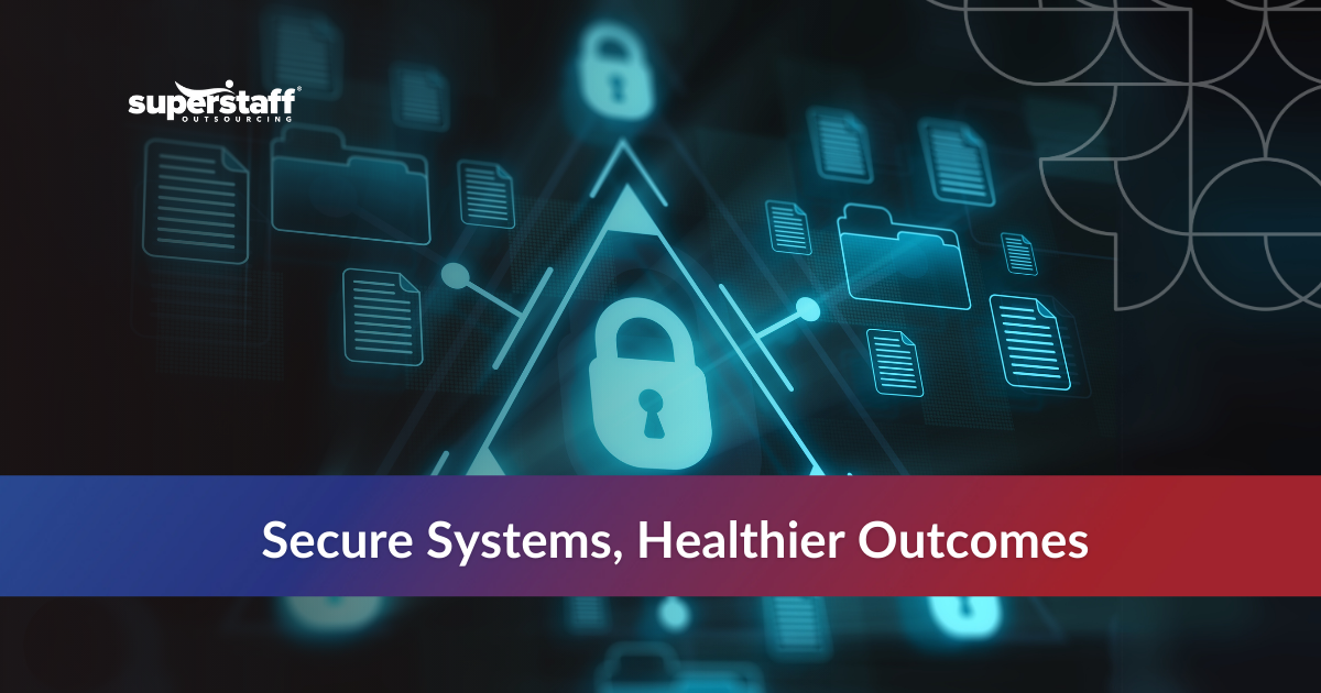 Medical IT Solutions_Featured Image representing cybersecurity with digital locks and secure data visuals.
