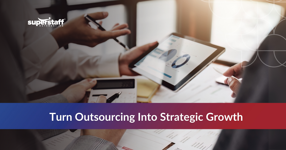 Why CFOs Are Rewriting_Featured Team collaborating with a tablet and documents, focusing on outsourcing for strategic growth.