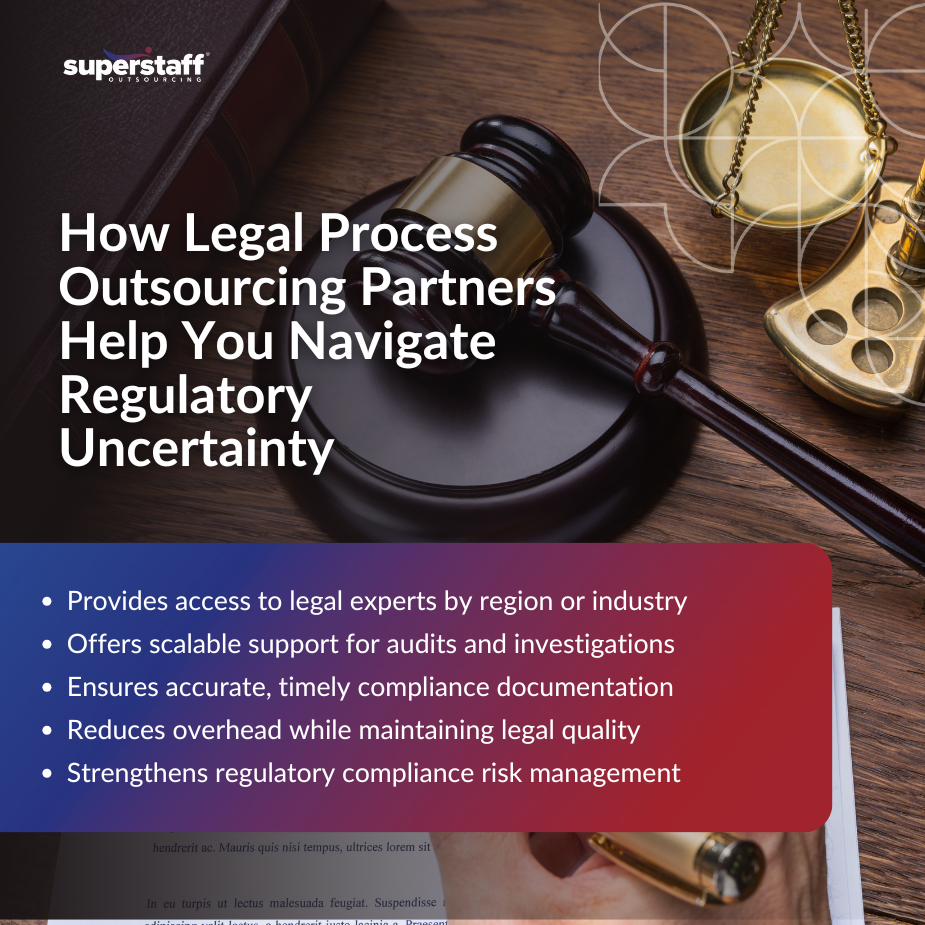 Legal process outsourcing team analyzing compliance documents and legal strategies in a modern office setting.