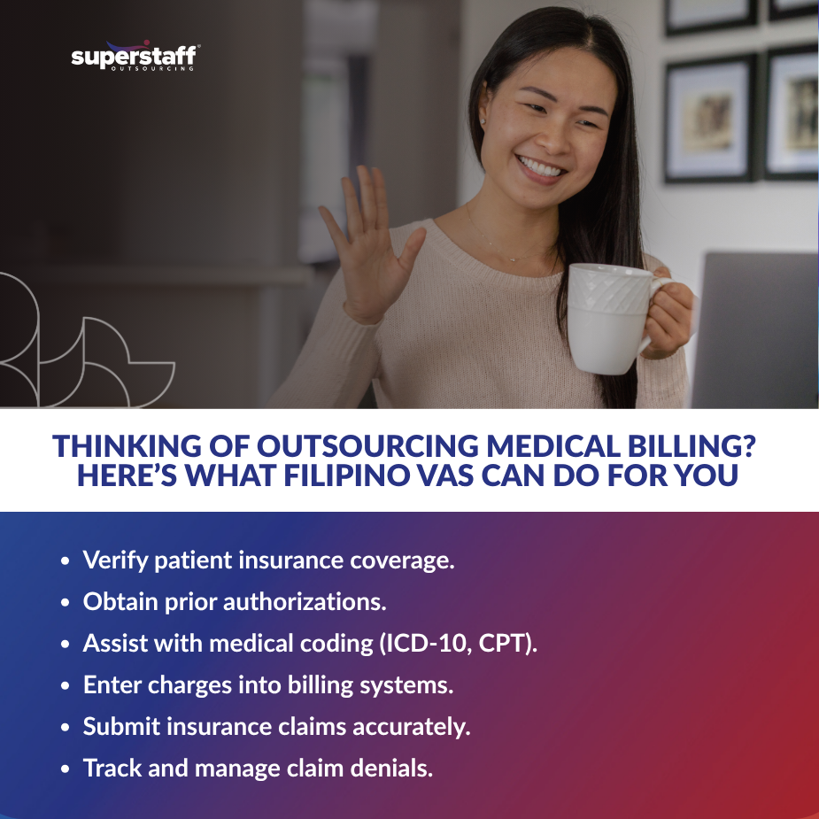 Infographic on outsourcing medical billing tasks by Filipino VAs