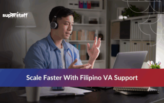 Remote Filipino customer service virtual assistant speaking with a client during an online support session.