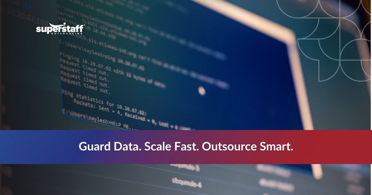 Developer coding on screen representing IT security outsourcing services