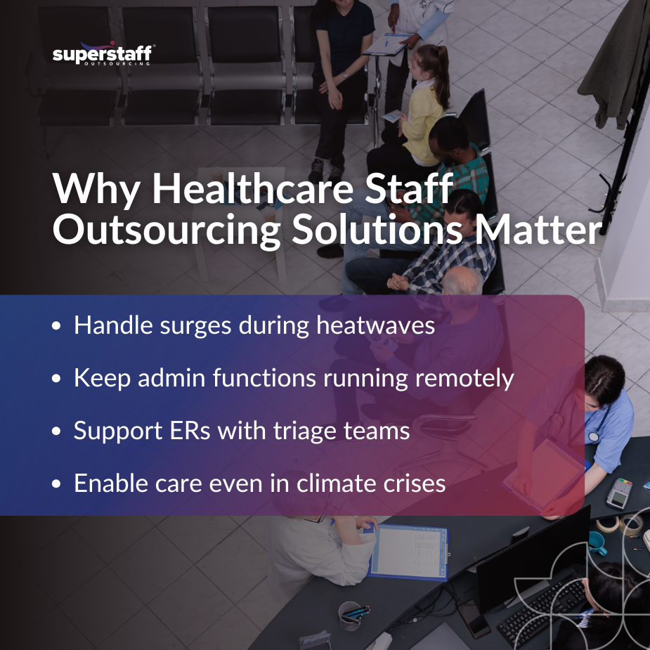 Group of healthcare workers discussing outsourcing solutions for effective patient care during emergencies.