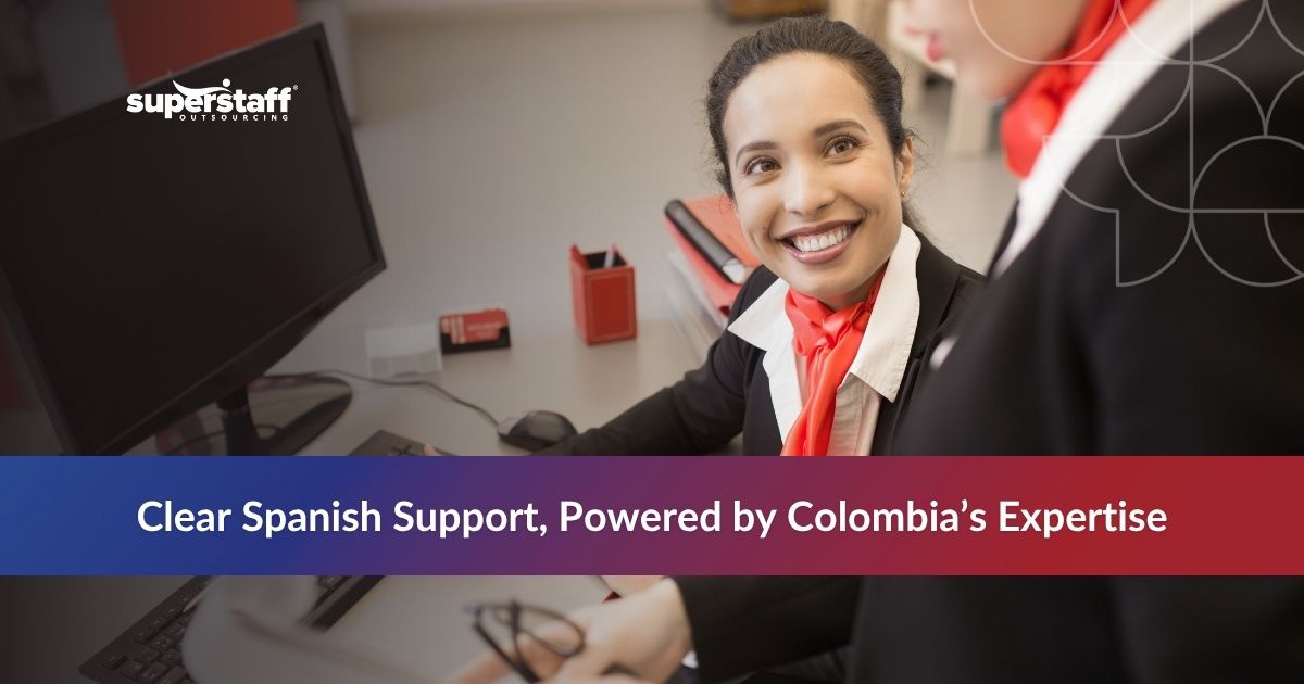 Professional showcasing Colombia Spanish answering service benefits with bilingual agents and real-time support.