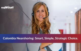Team providing customer support in Spanish at a nearshore center in Colombia