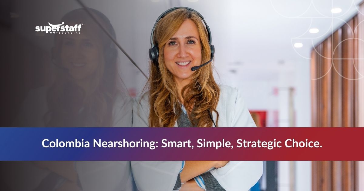Team providing customer support in Spanish at a nearshore center in Colombia