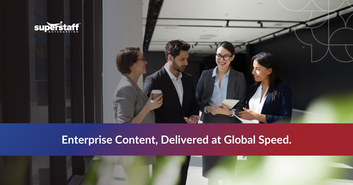 Team of professional content writers, representing global support for enterprises that outsource content writing