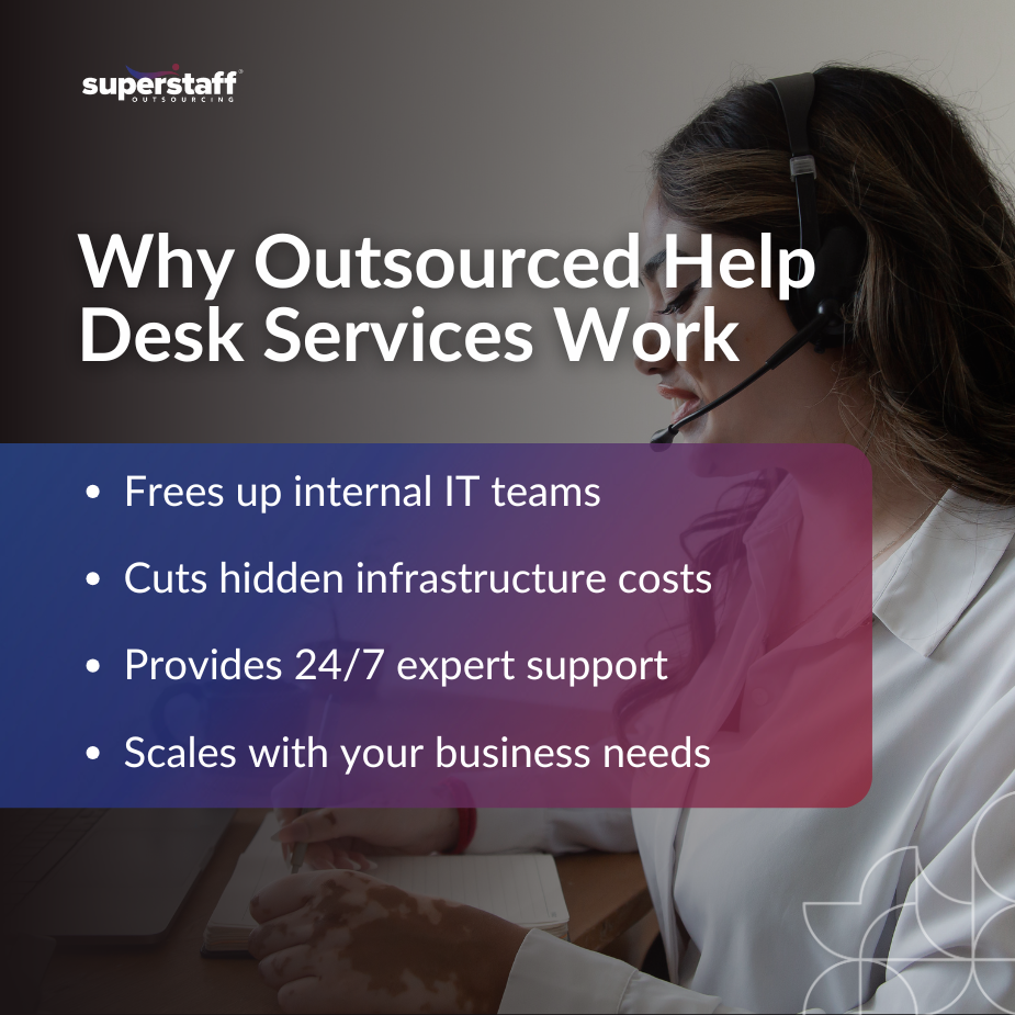 Infographics about benefits of outsourced help desk services in cost-cutting