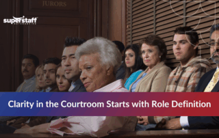 Court jurors with text about role clarity in courtroom