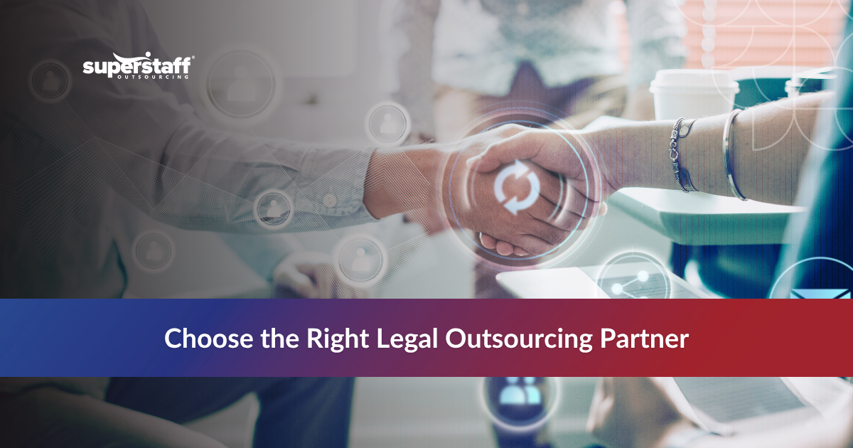 Overview of essential factors for choosing legal process outsourcing providers, featuring legal expertise and security.