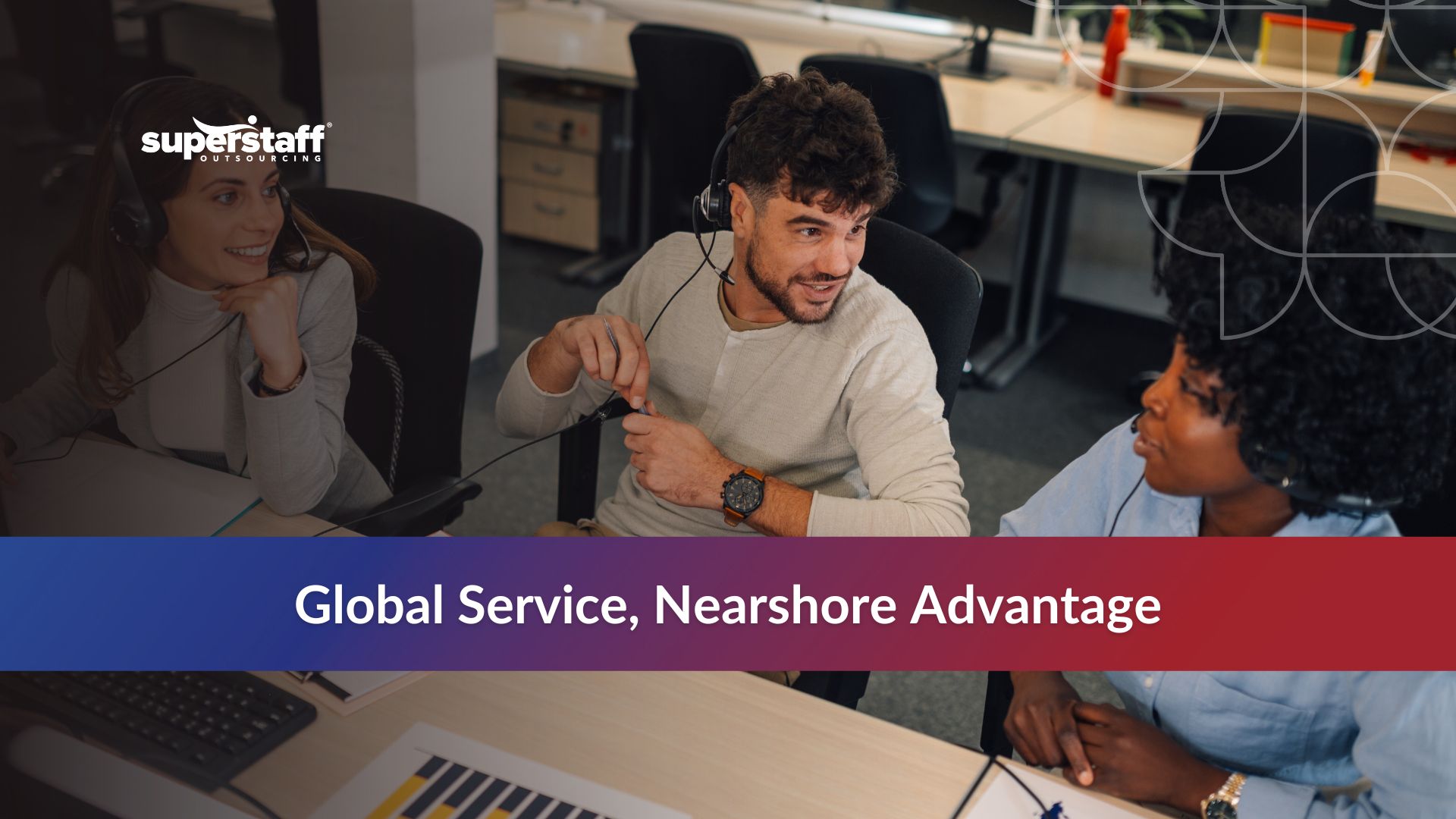 Outsourcing staff representing multilingual customer support
