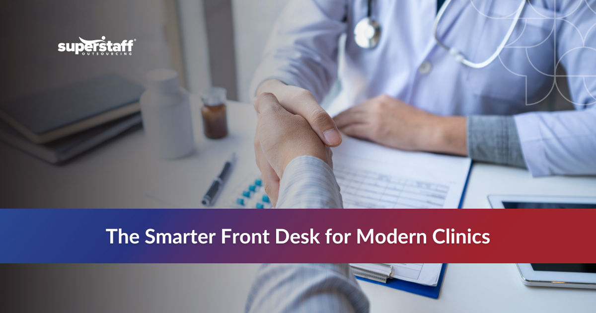 Doctor’s office supported by a virtual medical receptionist service assisting with patient scheduling and calls.