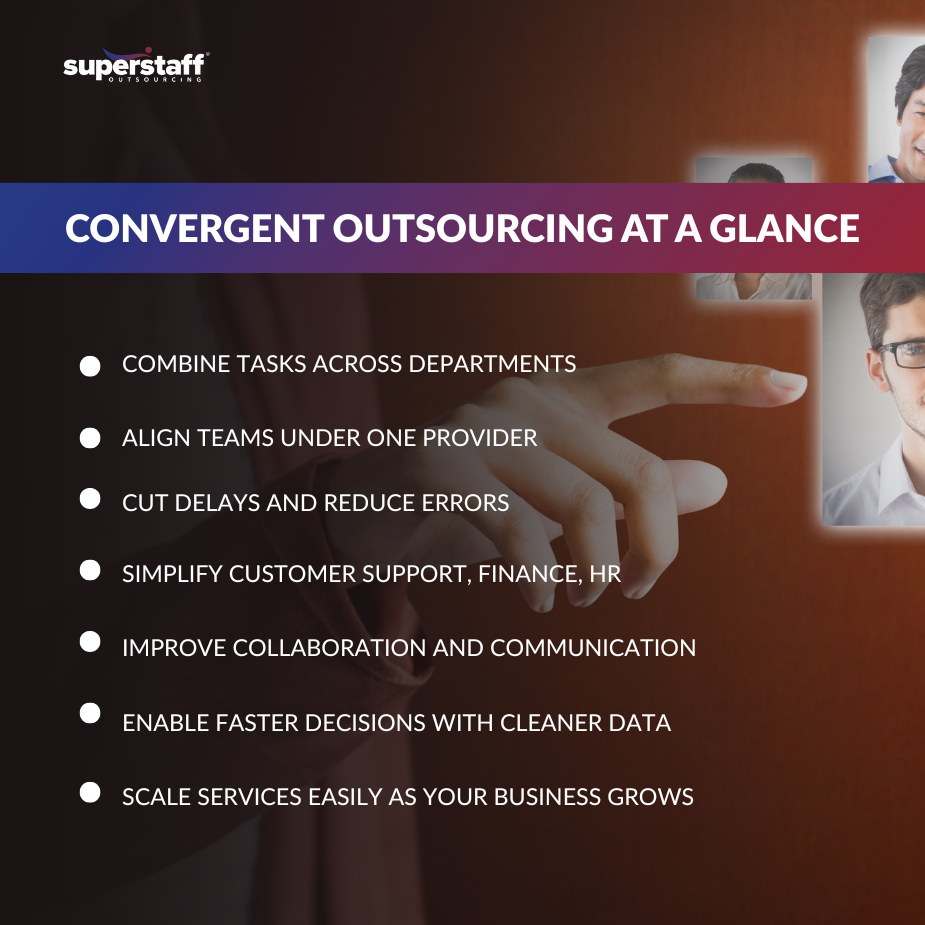 Convergent outsourcing unifying business functions for streamlined operations