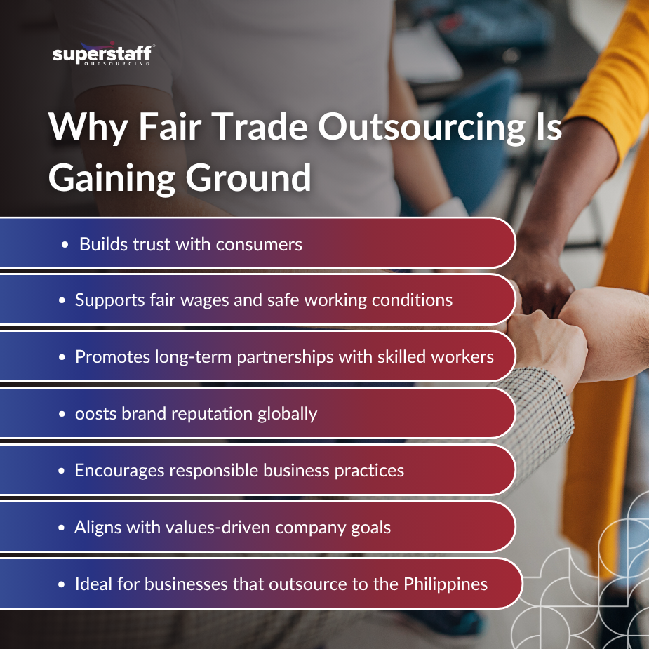 Team working under a fair trade outsourcing model