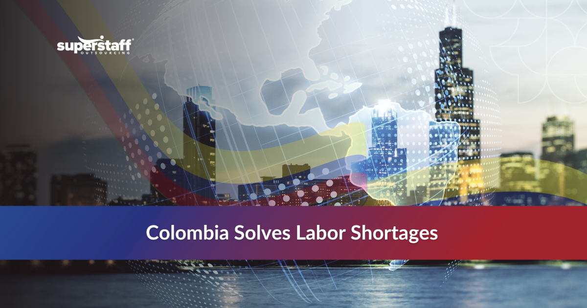 Colombian nearshore outsourcing services highlighted on a global competitiveness map.