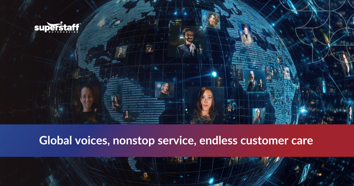 Remote employees across borders collaborating during Customer Service Week 2025 to strengthen customer loyalty through outsourced support.