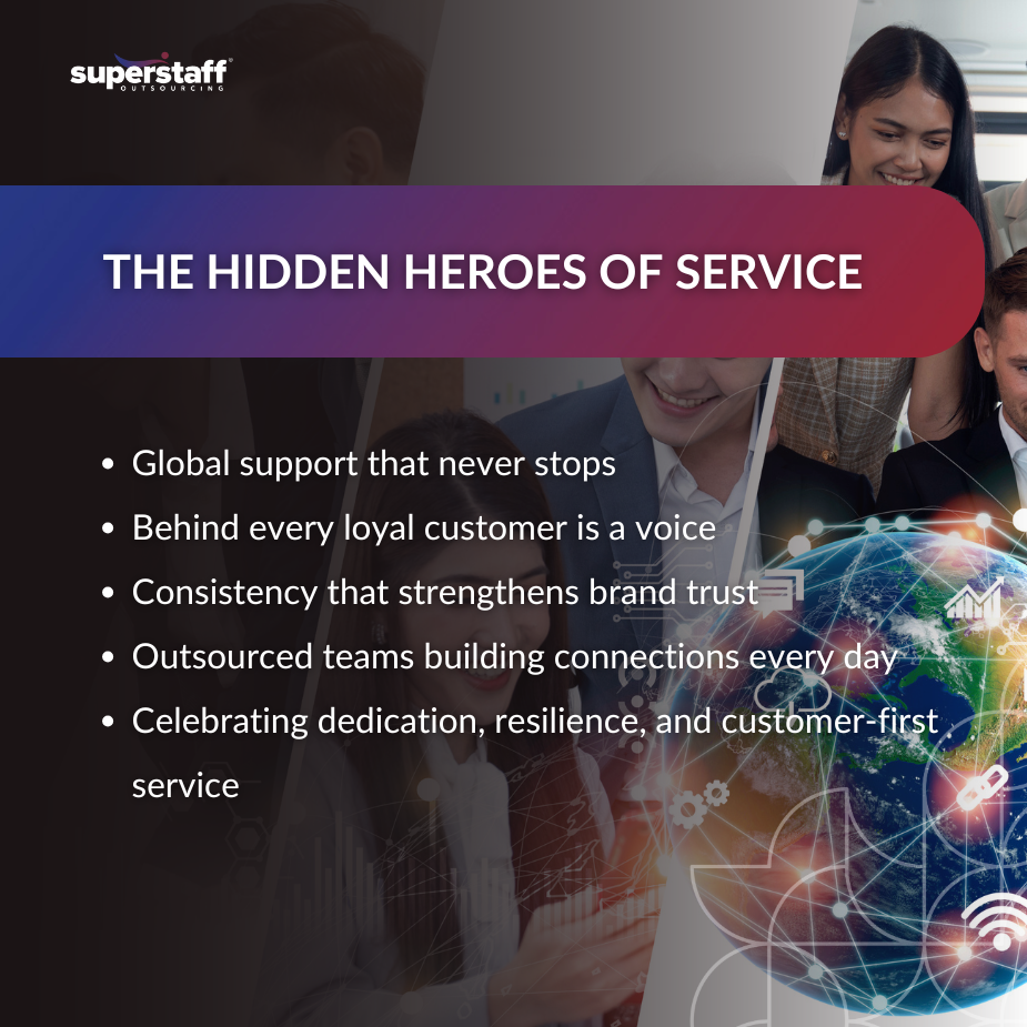 Remote employees across borders collaborating during Customer Service Week 2025 to strengthen customer loyalty through outsourced support.