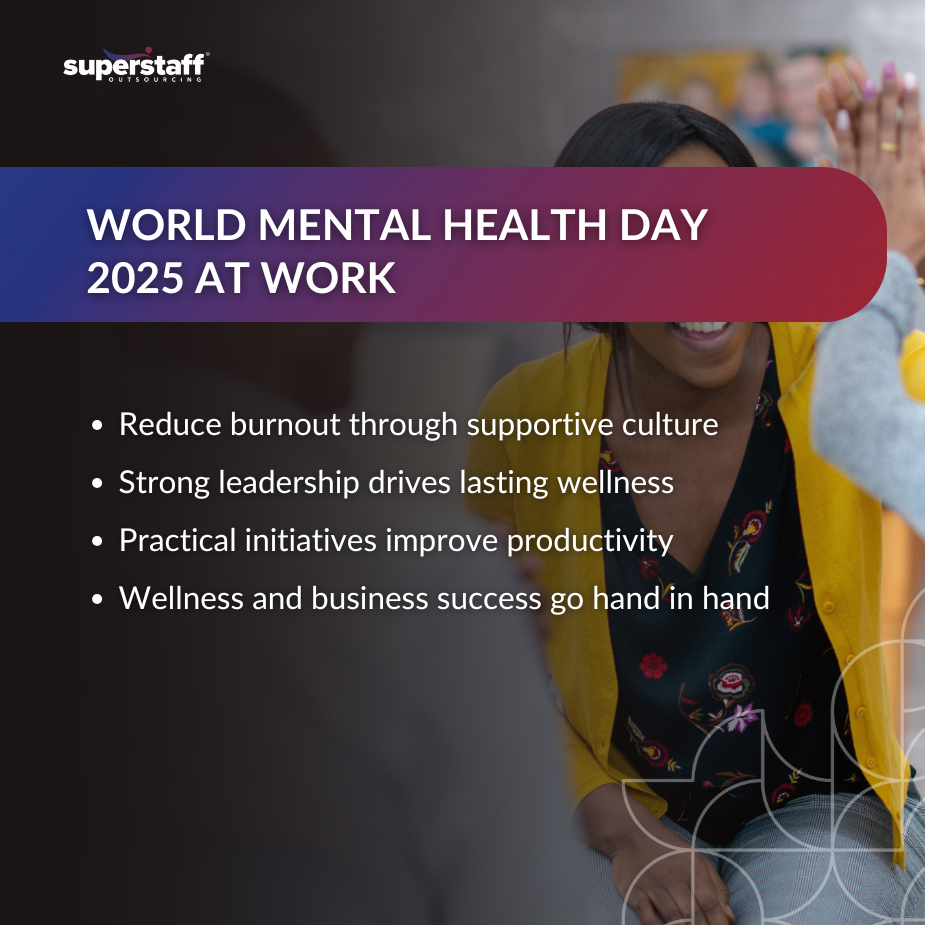 Employees interacting with each other to highlight workplace wellness on World Mental Health Day 2025.