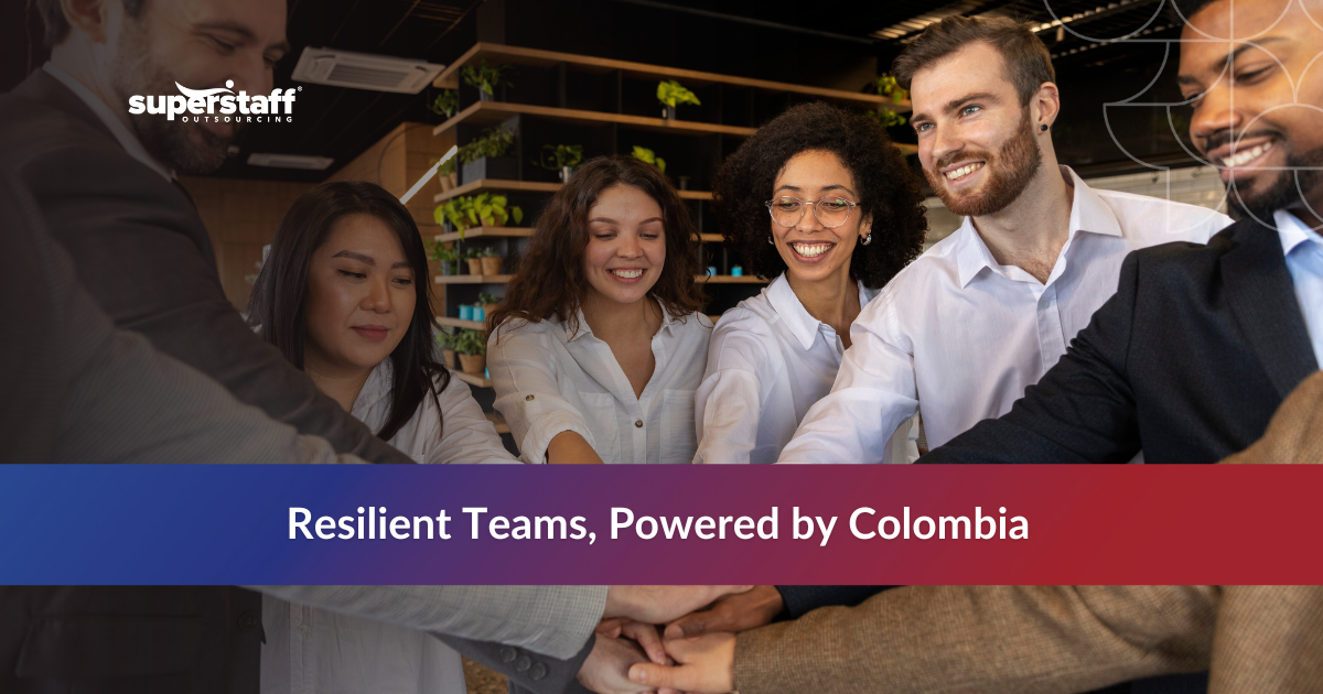 Professionals representing outsourcing services Colombia collaborating in a modern office